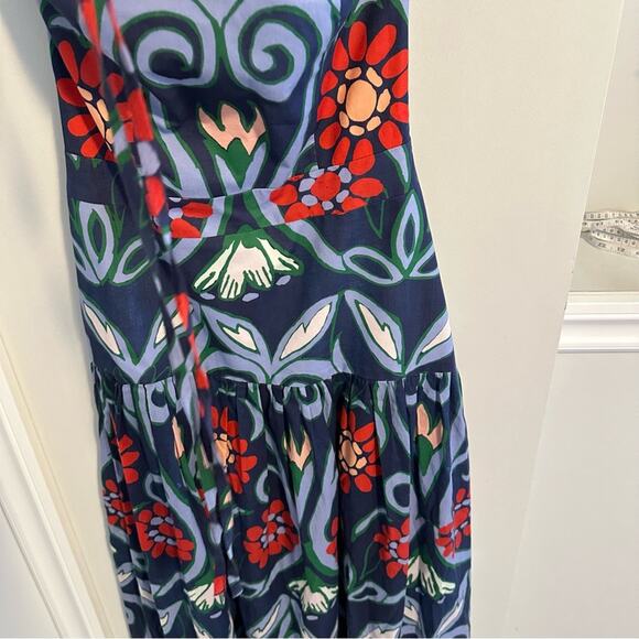 De Loreta Blue Halter Floral Red Maxi Dress XS - Picture 6 of 9